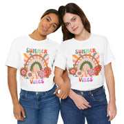 Floral retro rainbows summer vibes t shirt