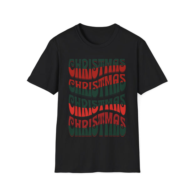 Christmas Wave Font T-Shirt in Festive Red and Green | Holiday Graphic Tee