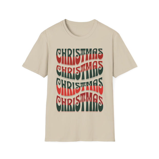 Christmas Wave Font T-Shirt in Festive Red and Green | Holiday Graphic Tee