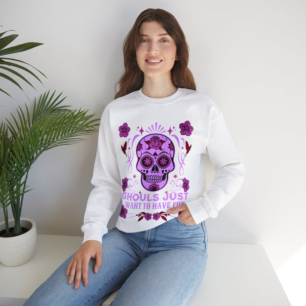 Copy of Skull sweatshirt halloween and beyond, cute ladies Halloween sweatshirt Crewneck Sweatshirt