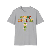 Merry Christmas Trendy Retro font elf unisex Crew tshirt gift for auntie