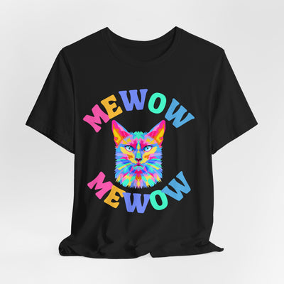 Bright vibrant Mewow cat lover t shirt, gift for Cat owner