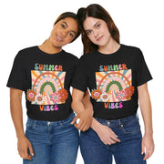Floral retro rainbows summer vibes t shirt