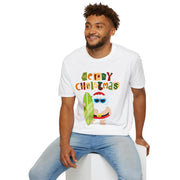 Merry Christmas Surfing Santa Crew tshirt gift for Him