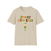 Merry Christmas Trendy Retro font elf unisex Crew tshirt gift for auntie