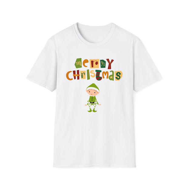 Merry Christmas Trendy Retro font elf unisex Crew tshirt gift for auntie