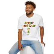 Merry Christmas Trendy Retro font elf unisex Crew tshirt gift for auntie