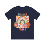 Floral retro rainbows summer vibes t shirt