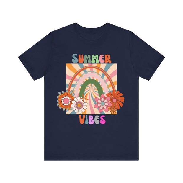 Floral retro rainbows summer vibes t shirt
