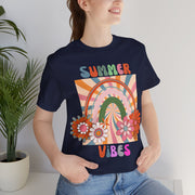 Floral retro rainbows summer vibes t shirt