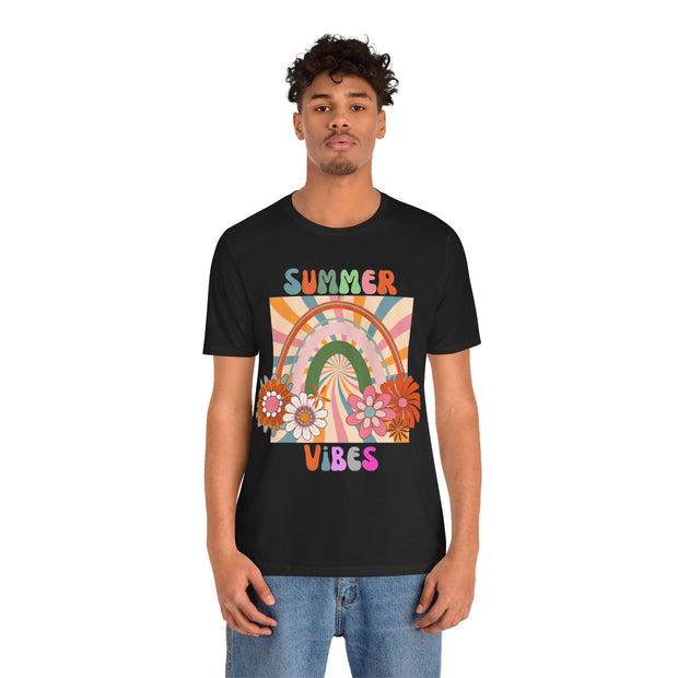 Floral retro rainbows summer vibes t shirt