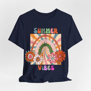 Floral retro rainbows summer vibes t shirt