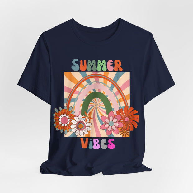 Floral retro rainbows summer vibes t shirt