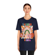 Floral retro rainbows summer vibes t shirt