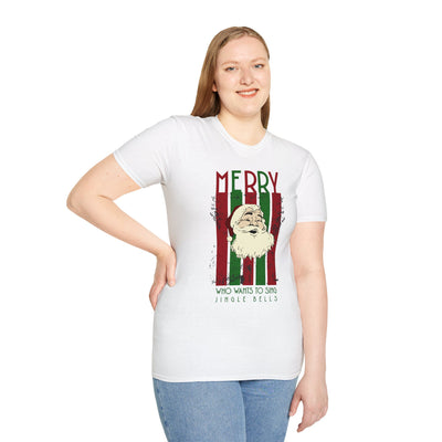 Merry Santa Sings Jingle Bells unisex Crewneck tshirt gift for Christmas