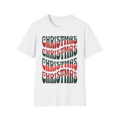 Christmas Wave Font T-Shirt in Festive Red and Green | Holiday Graphic Tee