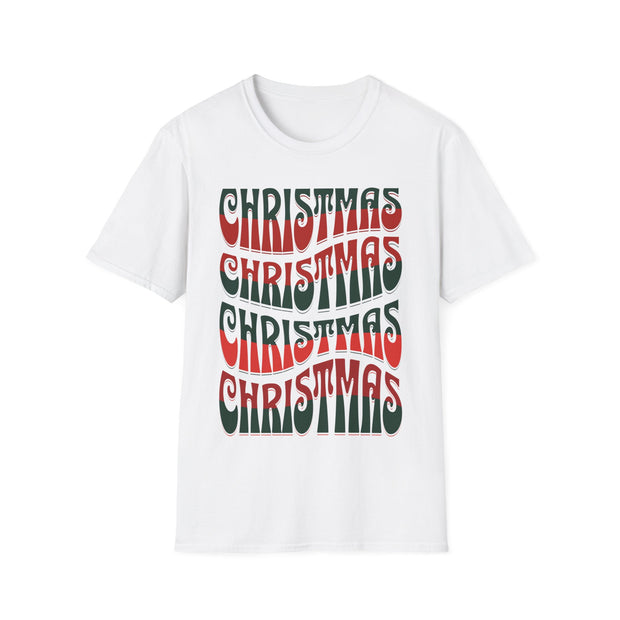 Christmas Wave Font T-Shirt in Festive Red and Green | Holiday Graphic Tee
