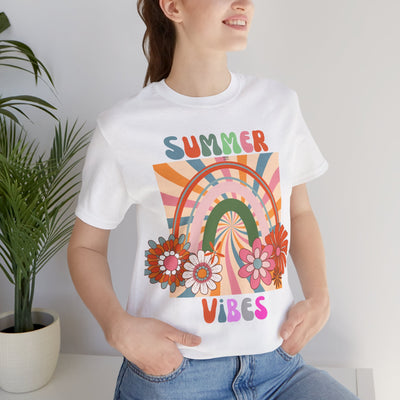 Floral retro rainbows summer vibes t shirt