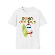 Merry Christmas Surfing Santa Crew tshirt gift for Him