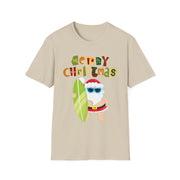 Merry Christmas Surfing Santa Crew tshirt gift for Him