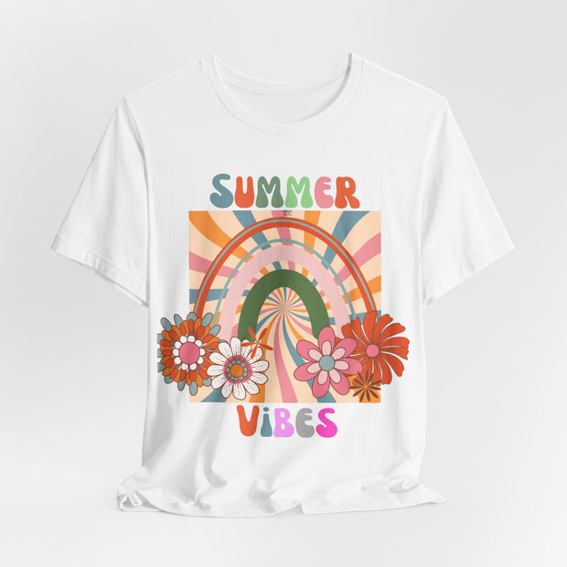 Floral retro rainbows summer vibes t shirt