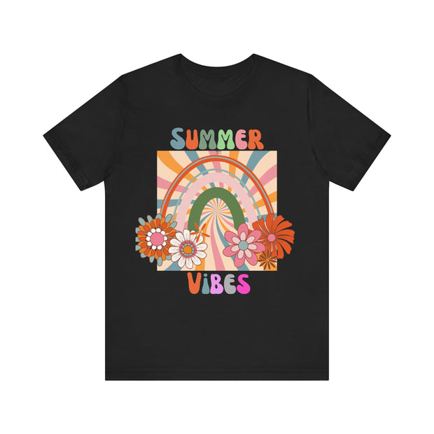 Floral retro rainbows summer vibes t shirt