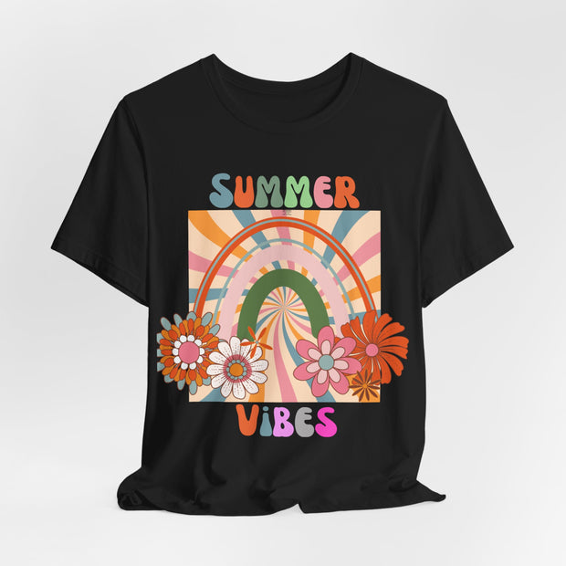 Floral retro rainbows summer vibes t shirt
