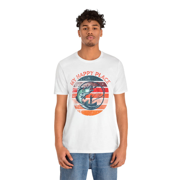 Happy Fishing Unisex Jersey Short Sleeve TShirt,Fishing clothing gift