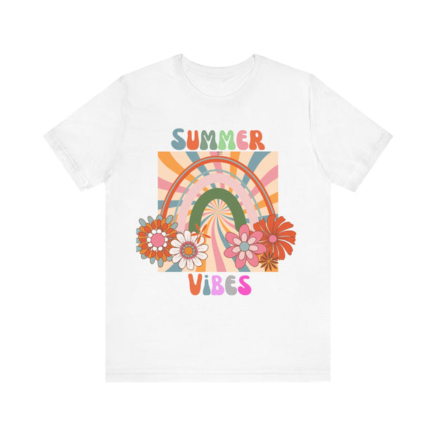 Floral retro rainbows summer vibes t shirt