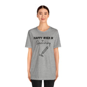 Sketching Unisex Crewneck t shirt, Pencil sketching graphic Tshirt, Gift for Artist , Gift for Sketcher, Charcoal sketcher gift,Watercolour