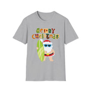 Merry Christmas Surfing Santa Crew tshirt gift for Him