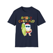 Merry Christmas Surfing Santa Crew tshirt gift for Him