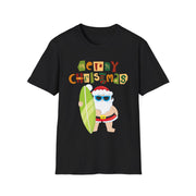 Merry Christmas Surfing Santa Crew tshirt gift for Him