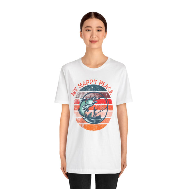Happy Fishing Unisex Jersey Short Sleeve TShirt,Fishing clothing gift