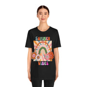 Floral retro rainbows summer vibes t shirt