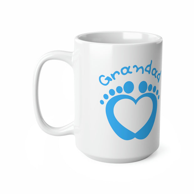 Grandad mug  Ceramic Coffee 11oz, 15oz blue baby feet Heart Graphic, C shaped balanced easy grip handle mug, Afternoon tea, morning coffee,