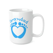 Grandad mug  Ceramic Coffee 11oz, 15oz blue baby feet Heart Graphic, C shaped balanced easy grip handle mug, Afternoon tea, morning coffee,