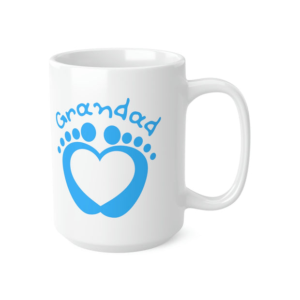 Grandad mug  Ceramic Coffee 11oz, 15oz blue baby feet Heart Graphic, C shaped balanced easy grip handle mug, Afternoon tea, morning coffee,