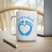 Grandad mug  Ceramic Coffee 11oz, 15oz blue baby feet Heart Graphic, C shaped balanced easy grip handle mug, Afternoon tea, morning coffee,