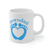 Grandad mug  Ceramic Coffee 11oz, 15oz blue baby feet Heart Graphic, C shaped balanced easy grip handle mug, Afternoon tea, morning coffee,