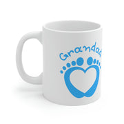 Grandad mug  Ceramic Coffee 11oz, 15oz blue baby feet Heart Graphic, C shaped balanced easy grip handle mug, Afternoon tea, morning coffee,