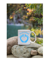 Grandad mug  Ceramic Coffee 11oz, 15oz blue baby feet Heart Graphic, C shaped balanced easy grip handle mug, Afternoon tea, morning coffee,