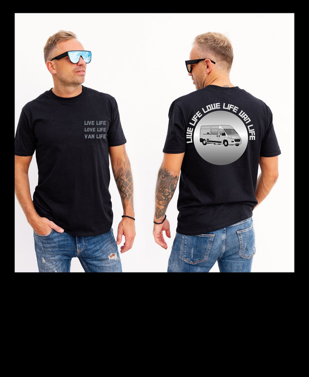 Van life Tshirt, pocket and back print T Shirt, boyfriend gift, off grid tee, van , gift for delivers drivers, courier gift, live in van tee