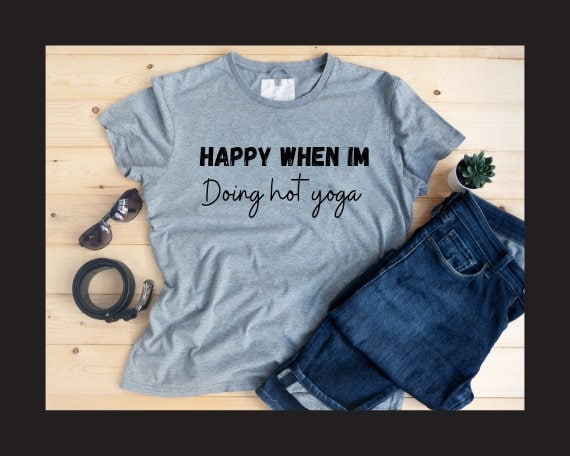 Hot yoga t shirt gifts for her, unisex grey hot yoga Tshirt, Boyfriend gift, girlfriend gift, date night, unisex yoga wear, summer vibes tee