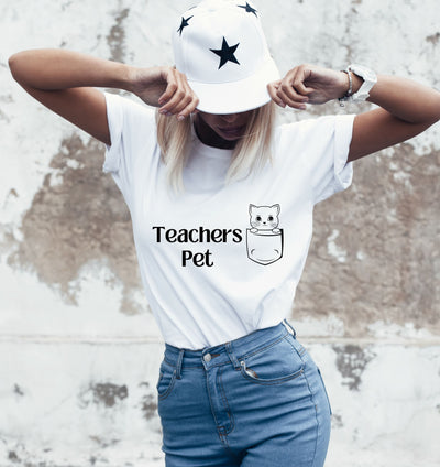 Teachers Pet Cat t shirt, cat lover gift ,Teachers thank you gift, back to school, new teacher gift, teaching assistant gift from teacher.