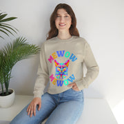 Multi-coloured cat graphic t shirt, Unisex Heavy Blend™ Crewneck Sweatshirt, cat lover gift, cat mum gift, cat sitter gift, cat Christmas