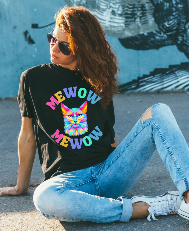 Cat vibrant prime colour t shirt, cat lover t-shirt, cat sitter gift, cat teamed Christmas or birthday gift for cat mum , gift for teenager