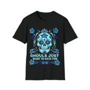 Cute skull ladies t shirts, cute Halloween  skull design t shirt, gift for Goth ,Ghouls just want to have fun