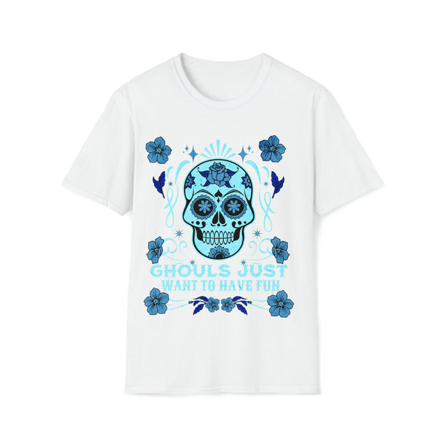 Cute skull ladies t shirts, cute Halloween  skull design t shirt, gift for Goth ,Ghouls just want to have fun