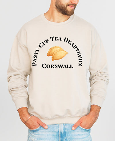 Pasty cup tea heartburn unisex Crewneck Sweatshirt, funny Cornish sweatshirt, Cornish pasty gift, sweatshirt from Cornwall, Cornish gifts